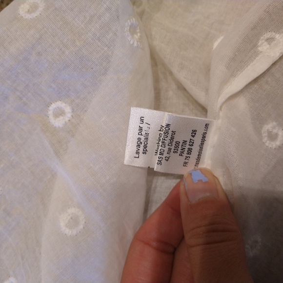 Mes Demoiselles Paris Women’s Cotton Blouse White Size 0 Embroidered Top - Picture 10 of 12